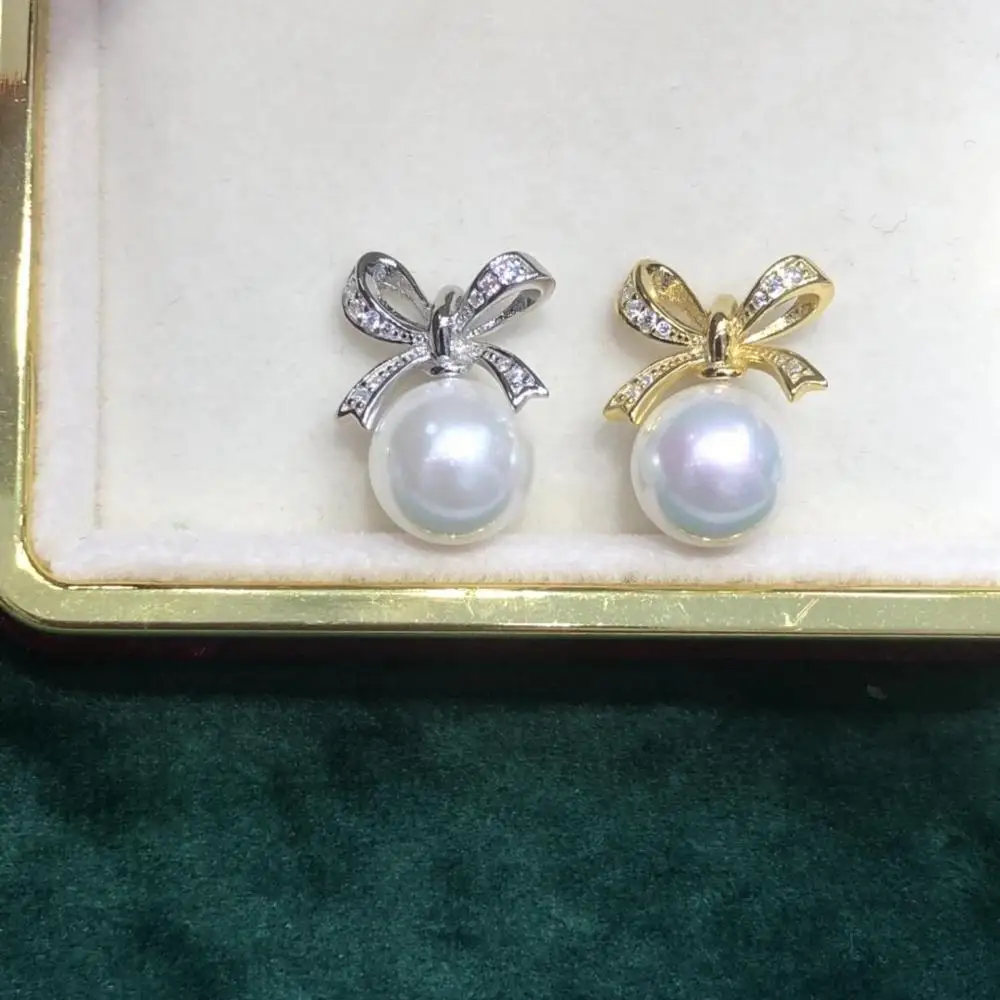 

Party Bow Knot 925 Sterling Silver Pendant Base Settings Mountings Findings Parts for Pearl Coral Jade Beads Stones Crystal