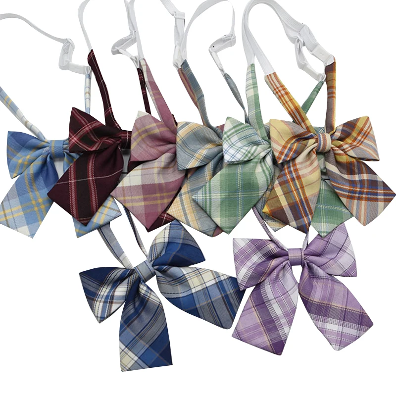 Plaid Bow Tie For Women Girl Daily Uniform Collars Butterfly Bowknot Sweet Cute Check Bows Tie JK Cosplay Costume Accessories