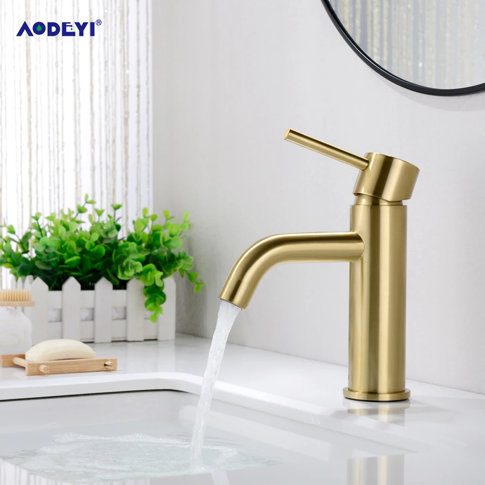 Modern bathroom faucets Hot Cold Water mixer tap Sink faucet for basin black washbasin faucet single lever taps Brush gold Brass