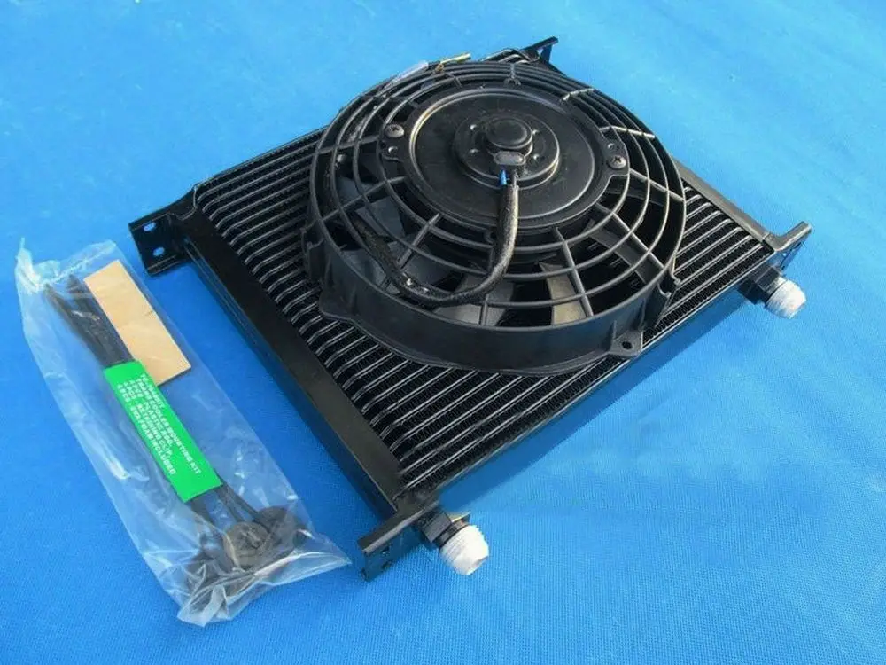 

HOT SELLING Universal 30 Row 10 AN Black Transmission Oil Cooler + 7" Electric Fan For SUBARU 3000GT WRX STI Oilcooler