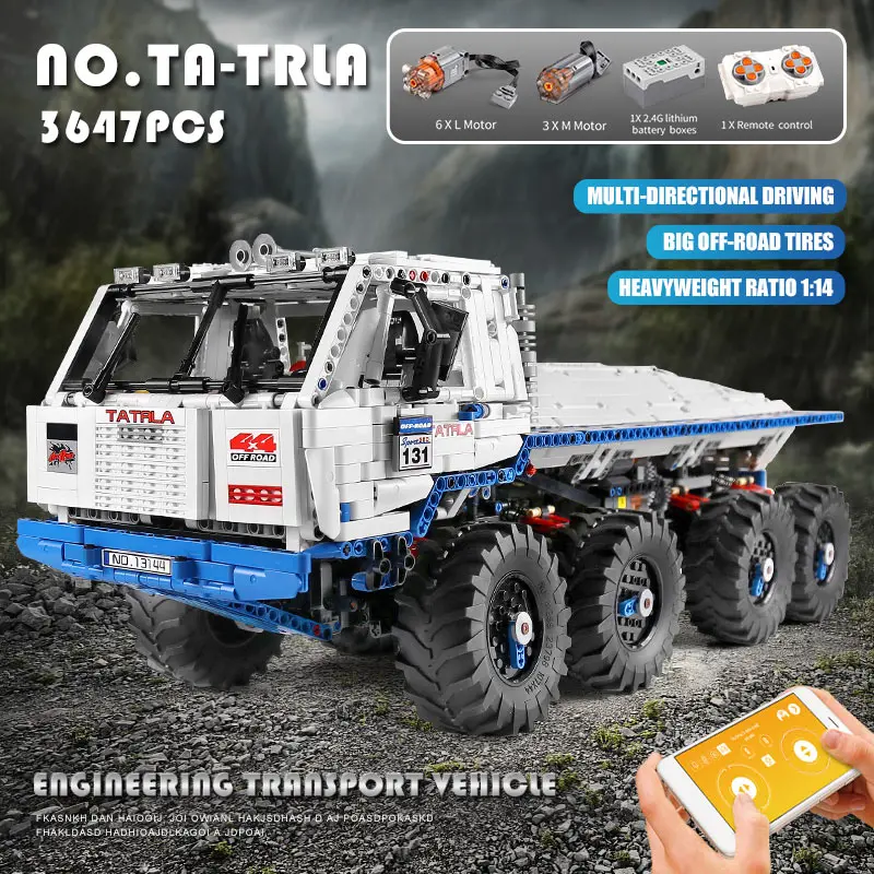 MOULD KING 13144 Technical Building Blocks Arakawa Tow Off-road Truck TATRLA 813 8x8 model MOC Bricks Kids Toys Christmas Gifts