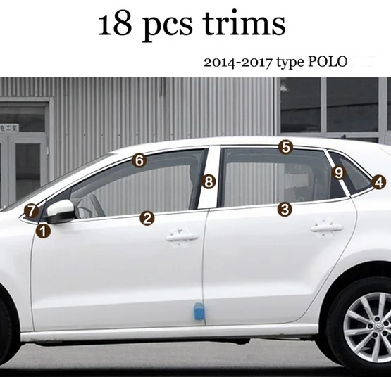 

stainless steel car window trims for volkswagen POLO MK5 2010 2011 2012 2013 2014 2015 2016 2017