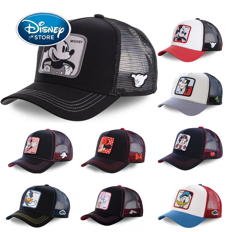 Disney Anime Cartoon Mickey Mouse Donald Duck Snapback Cotton Baseball Cap Men Women Hip Hop Mesh Hat Trucker Sun Hat Peaked Cap