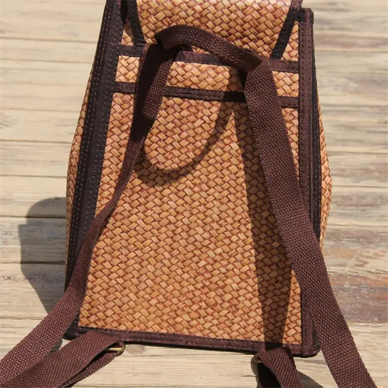 21x28CM Thailand Handmade Bamboo Woven Bag Decorative Bag Backpack Straw Bag New Original Bag Retro Backpack a6105