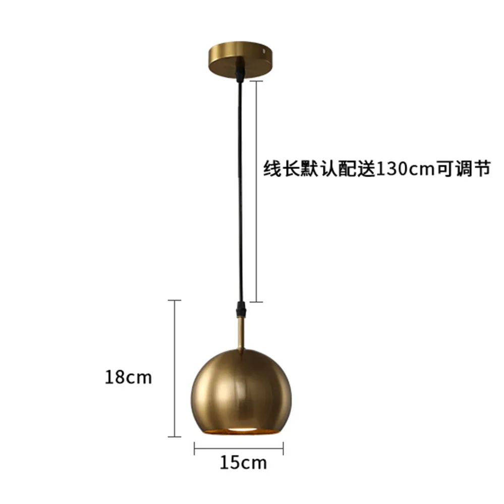 American Brass Metal Lampshade Led Pendant Lights Industrial Kitchen Accessory Dining Room Indoor