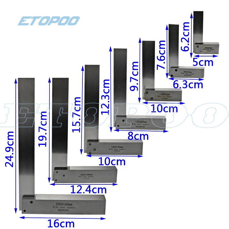 63x40mm 160x100mm Machinist Square 90 Degree Right Angle Engineer Set Precision Ground Steel Hardened Angle Ruler square ruler