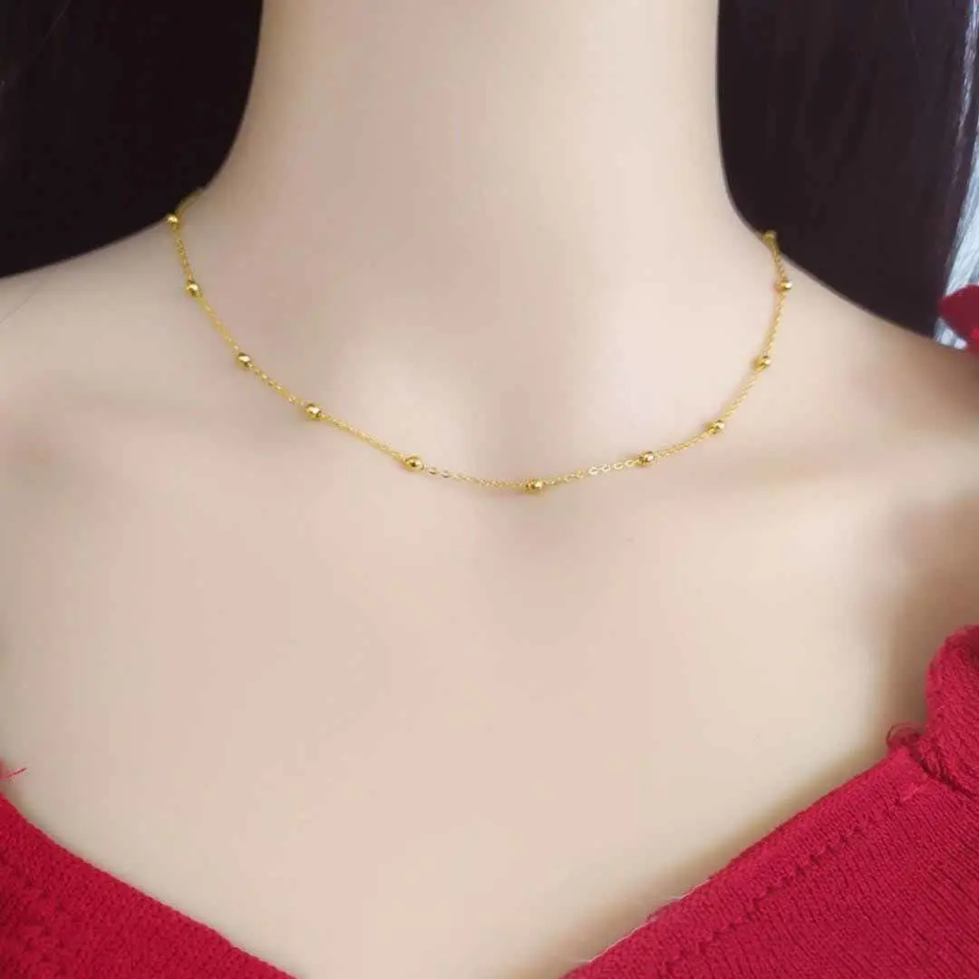 316L Stainless steel gold colour Ball pendant Necklace Fashion jewelry Minimalist chain necklace fashion women\'s jewelry