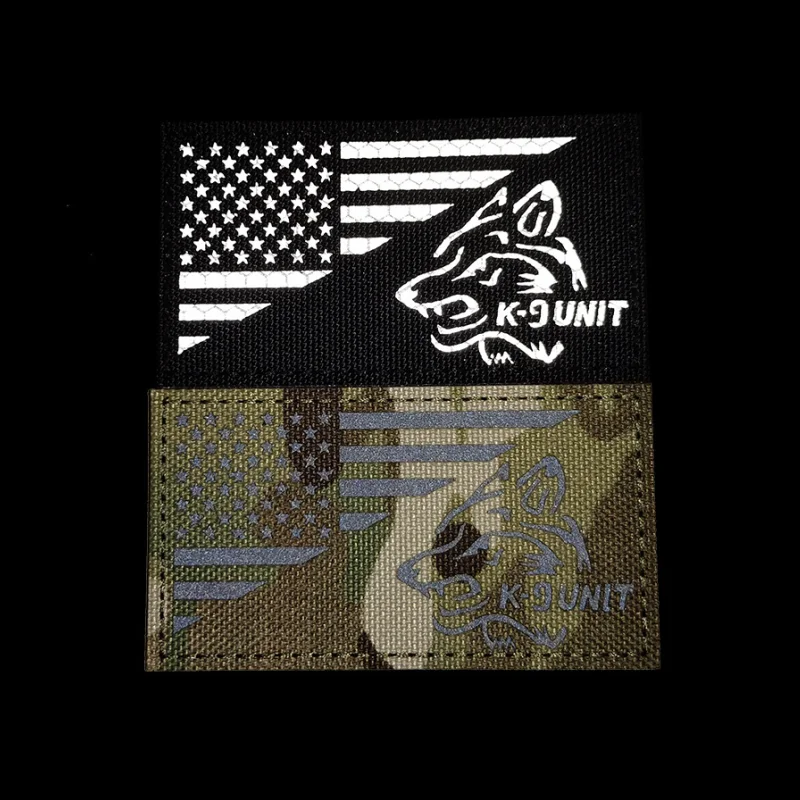 IR Reflective Fabric Dog Collar Tactical Sticker Patch Nylon K9 Unit Pet Strap Badge DIY Clothes Bag Accessories