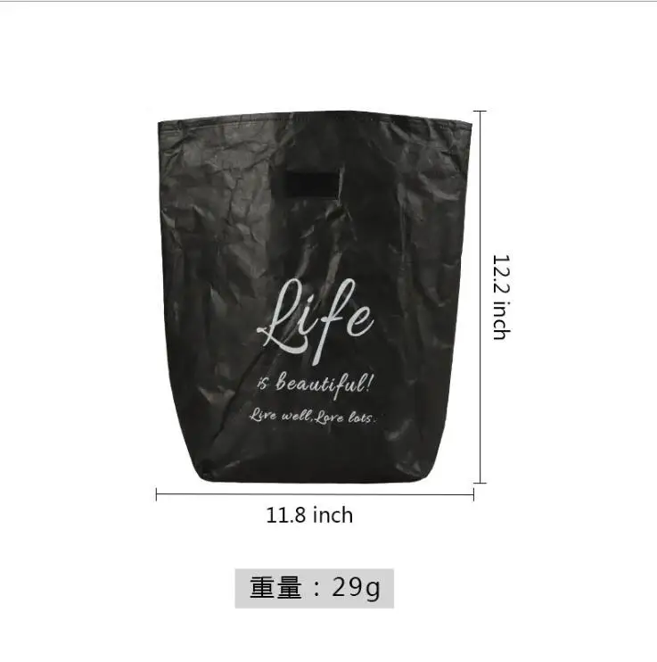 Brown Paper lunch bag paper Waterproof Collapsible School Picnic Reusable Thermal Insulated Bag Magnetic Closure  Large Capacity