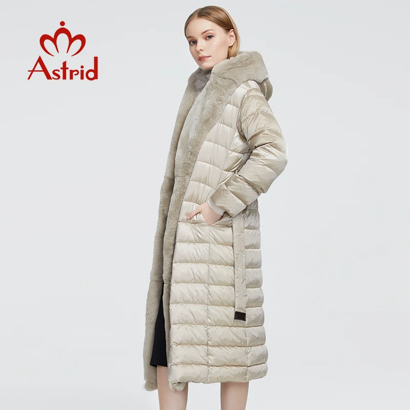 Astrid 2022 New Winter Women\'s coat women parka long warm Jacket with Rabbit fur hood large sizes female clothing Design ZR-7518