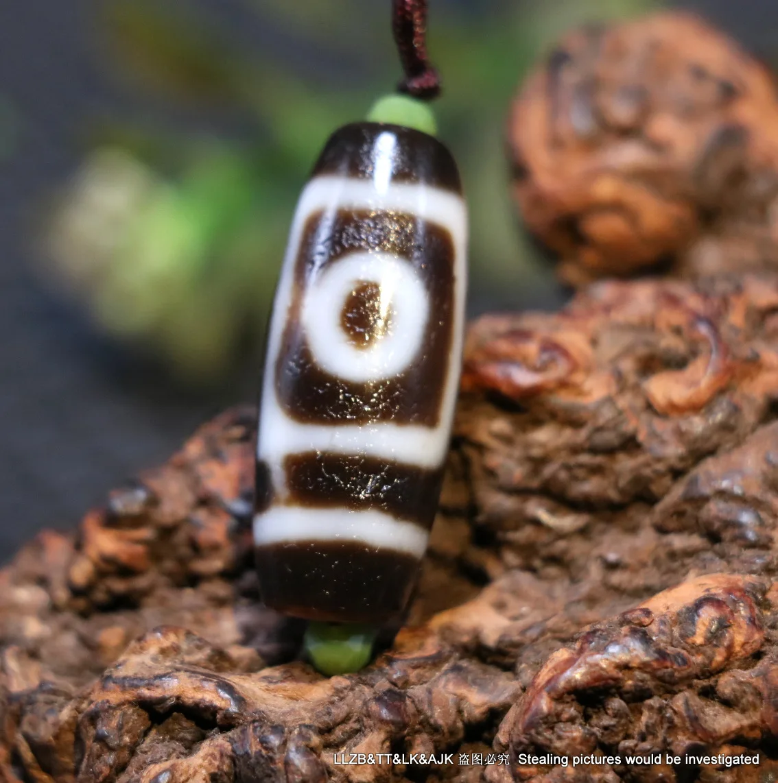 UPD0514A11 Energy Tibetan Oily Old Agate Patina Pure Love 2 Eye Symbol dZi Bead Amulet 31MM Timestown zhang