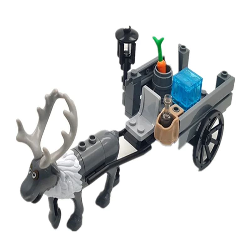 MOC Medieval Accessories Soldier Noble Carriage Reindeer Car Building Blocks Kids Toys