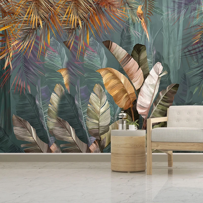 Custom 3D Photo Wallpaper Tropical Plant Forest Banana Leaf Flamingo Mural Wallpapers Living Room Bedroom Background Home Decor