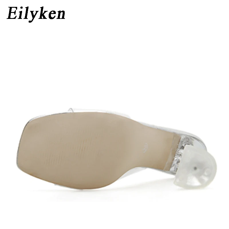 Eilyken Green PVC Jelly Slippers Open Toe Perspex Sike High Heels Crystal Women Transparent Sandals Pumps Shoes