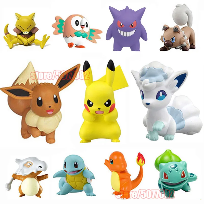 Pokemons Anime Figures Gengar Togepi Stufful Pikachu Squirtle Charmander Bulbasaur Furret Greninja Pokemon Action Figures Toys