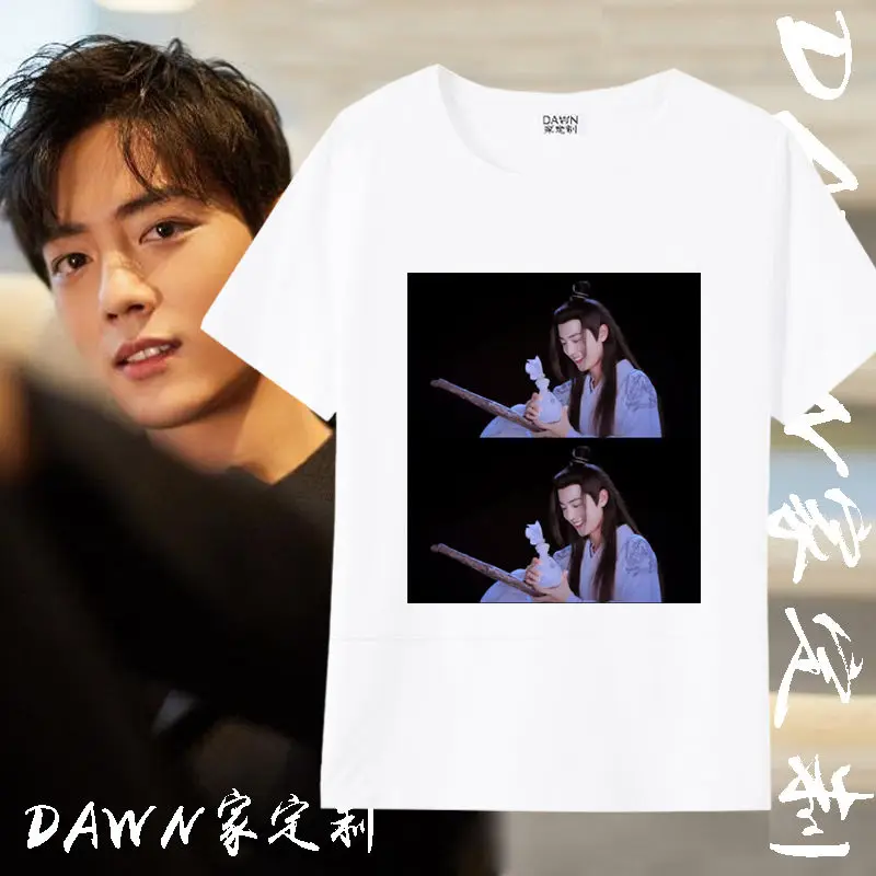 Anime Mo Dao Zu Shi Cosplay Costumes The Untamed Wei Wuxian Lan Wangji Cosplay White Print Short Sleeve Tshirts For adult