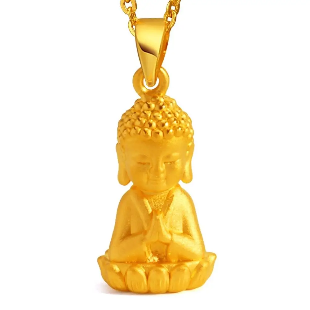 Real Pure 999 24k Yellow Gold Pendant Bless Men Women Lucky 3D Buddha Pendant /1.6g For Gift