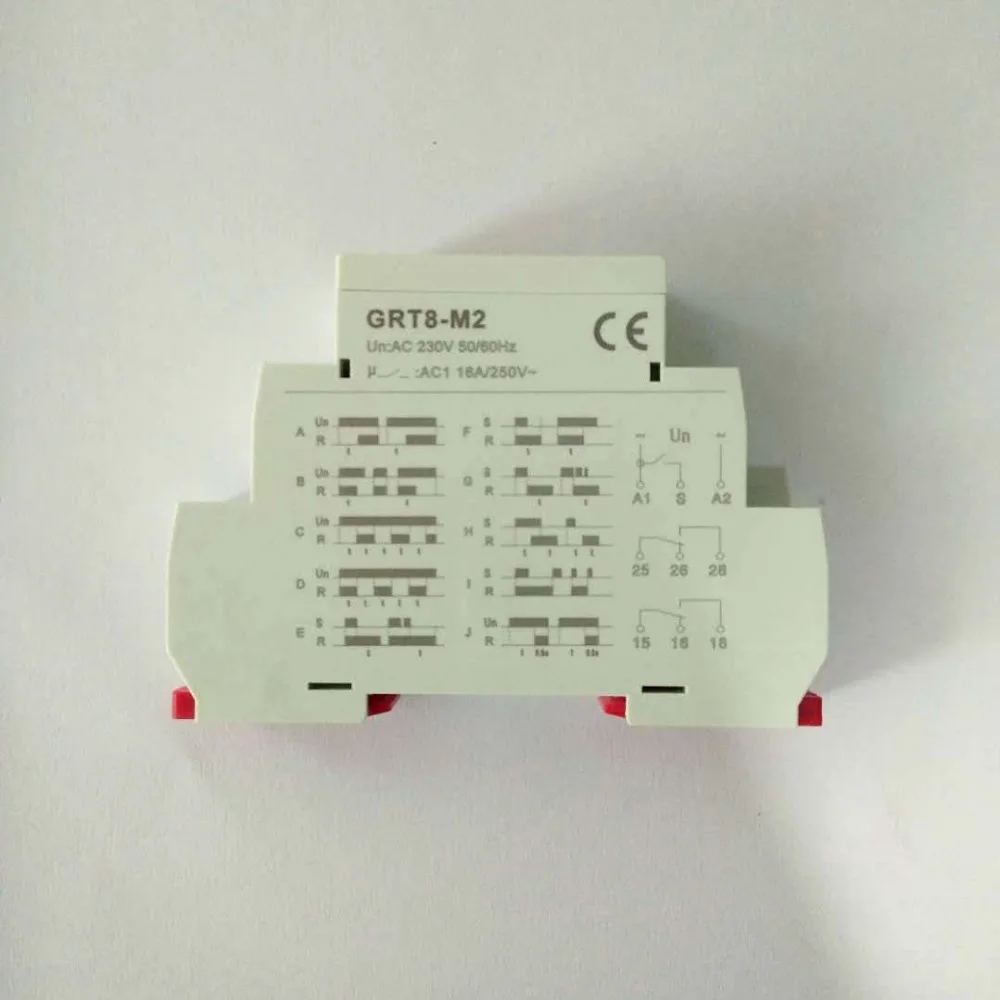 1 pcs Multifunction Din Rail Automatic Timer Relay GRT8-M AC DC 12V 24V 220V DPDT Control Switch Time Relay