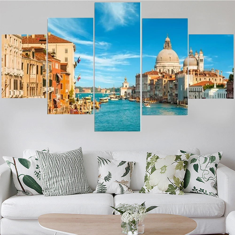

5 Pieces Wall Art Canvas Painting City Scenery Landscape Poster Modern Living Room Bedroom Home Decoration Modular Pictures