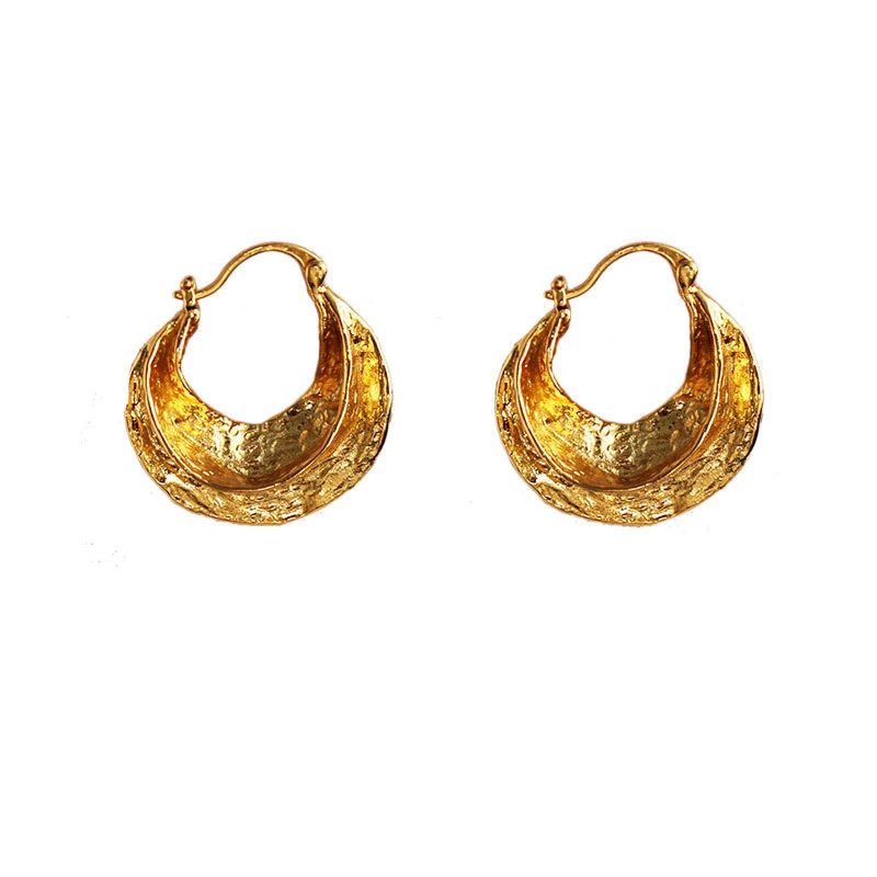 Earrings for Women Girls  2021 Trend Gold Metal Circle Hoop Earrings Irregular Unusual Jewelry Gift Swirl Piercing  Accesories