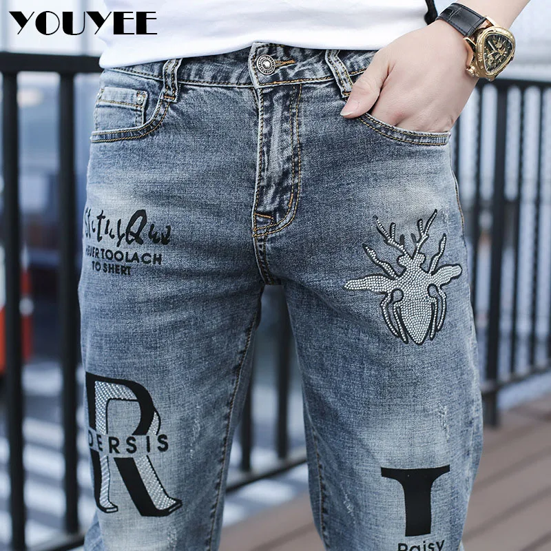 Calça jeans reta justa masculina, nova calça de alta qualidade casual streetwear 2021