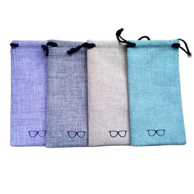 

Lymouko 2pcs/Lot Good Quality Portable Sunglasses Pouch for Eyewear Linen Fabric Smooth Surface Container Glasses Bag