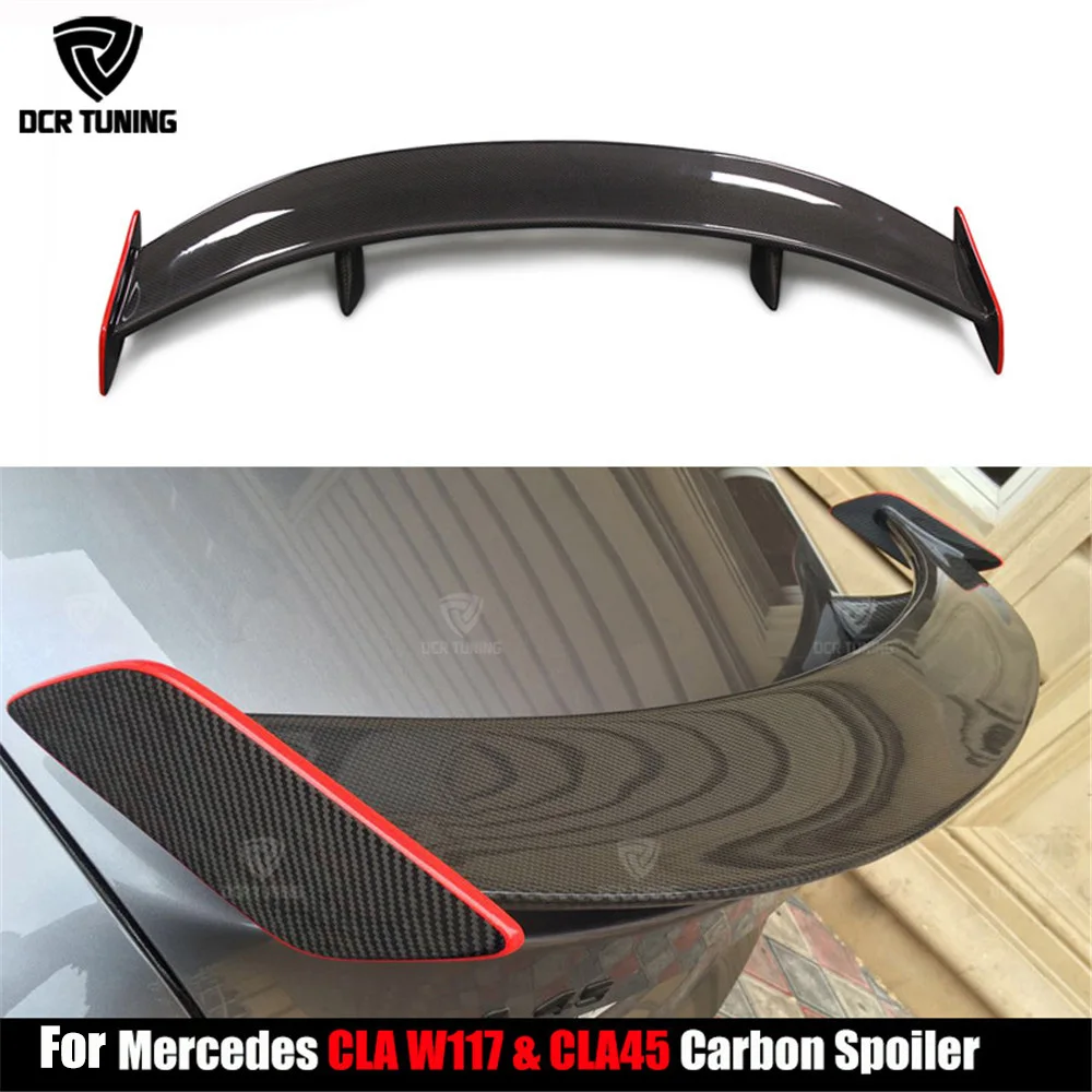 

For Mercedes CLA CLASS W117 C117 CLA45 Carbon Fiber GT Rear Trunk Spoiler With Red line CLA 200 250 260 CLA45 car styling 2013+