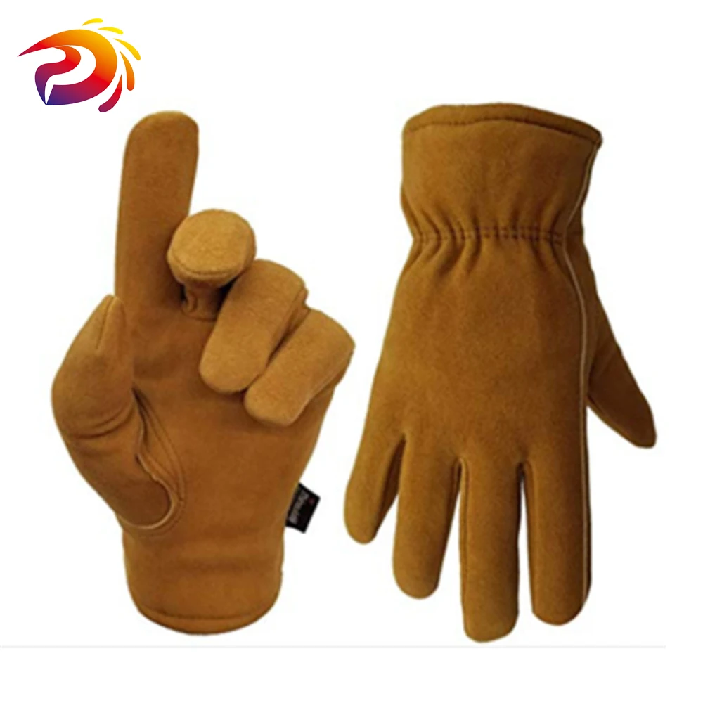 Winter Work Gloves Leather Thermal Cotton Lining Cow Split Working Glove