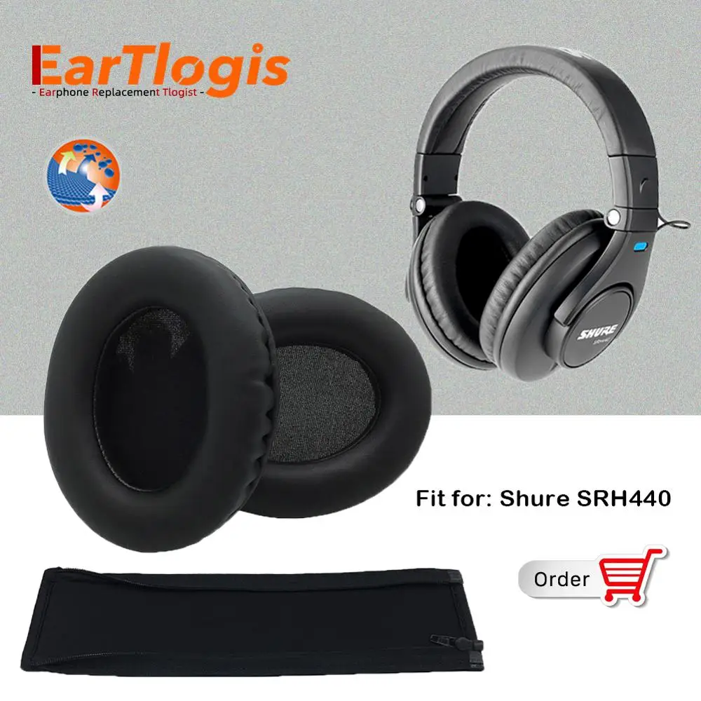 EarTlogis Replacement Parts for Shure SRH440 SRH840 SRH940 Headset EarPads Bumper Earmuff Cover Cushion Cups pillow Headband