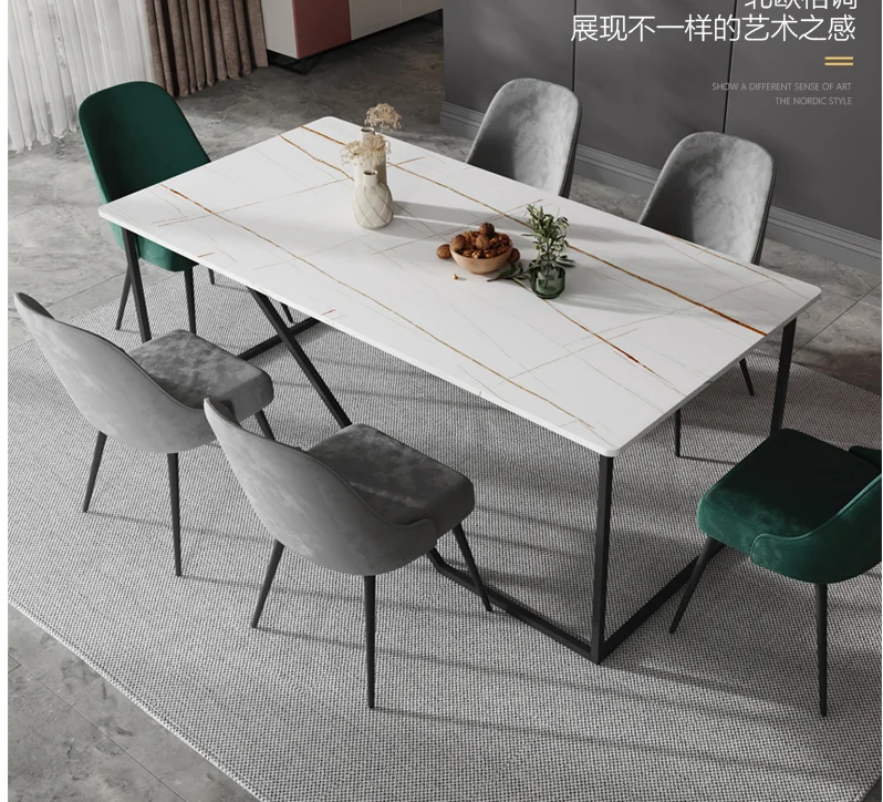 Modern simple SLATE dining table small family light luxury minimalist marble dining table Nordic dining tables and chairs