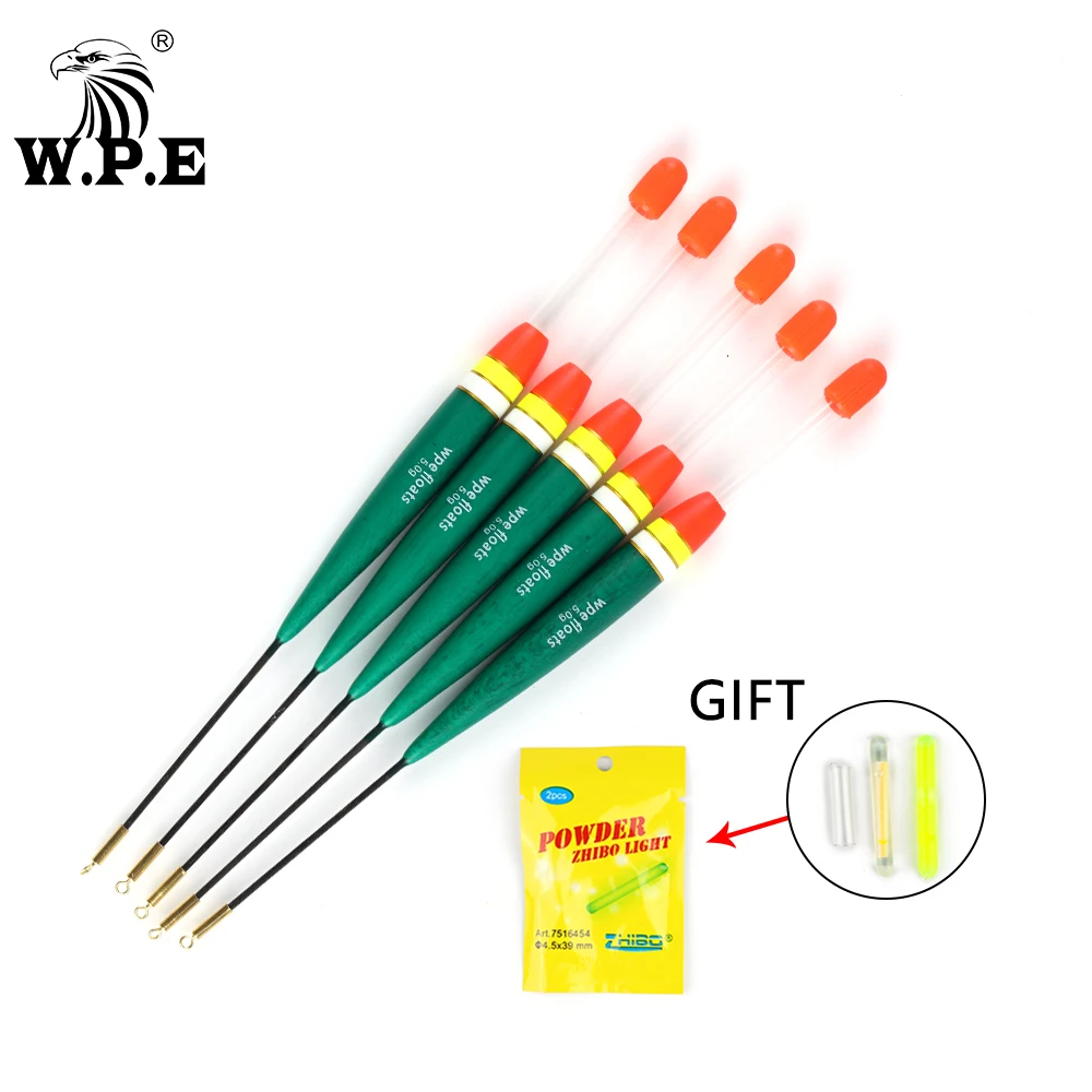 W.P.E Fishing Float 5pcs/pack Barguzinsky Fir Float Size 5g Carp Fishing 16-20cm Fishing Tackle Vertical Buoy Float Bobber Pesca