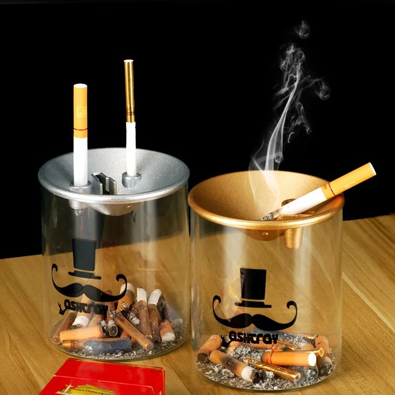 

Creative home personality living room office big trend anti-fly ash multifunctional glass ashtray with cover ashtrays
