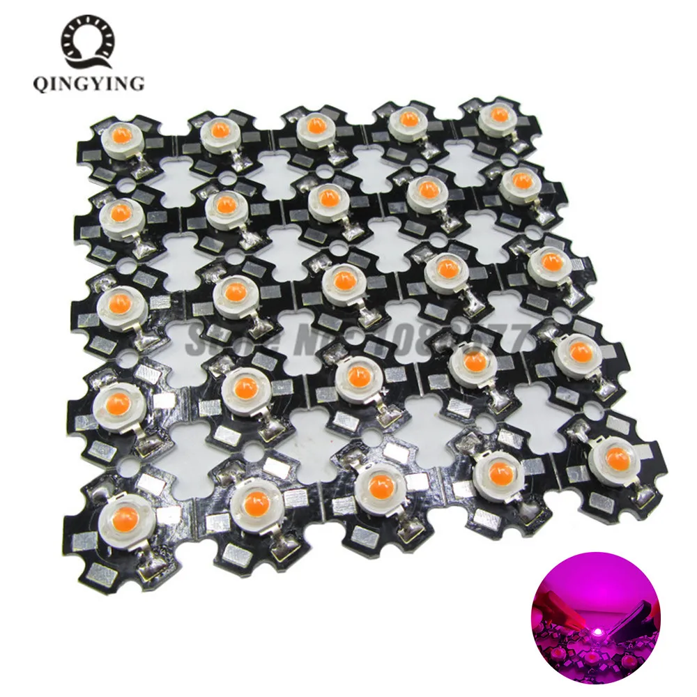 50pcs/lot 3W full spectrum led grow chip with PCB star , led grow lights ,broad spectrum 380nm-840nm led diode for indoor plant