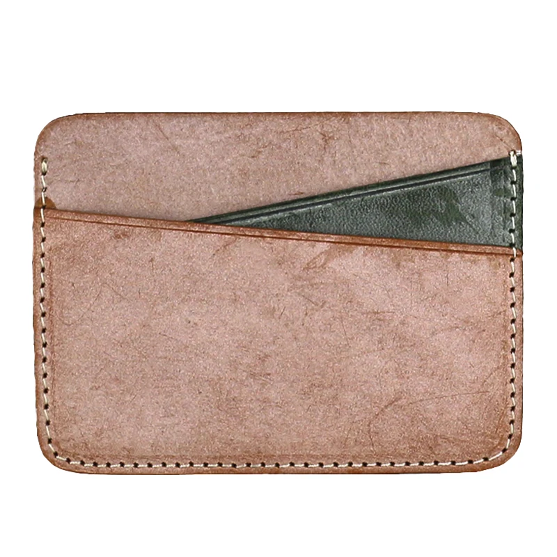 Slim Credit Card Bag Genuine Leather Luxury Handmade Vintage Fog Mini ID Bus Card Slots Purses Cowhide Simple Small Wallets
