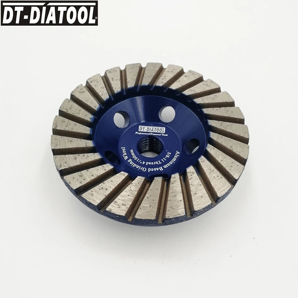 DT-DIATOOL 1pc 100mm/125MM Aluminum Based Grinding Cup Wheel Diamond Grinding Disc Lower Noise for Marble Granite  5/8-11 Thread