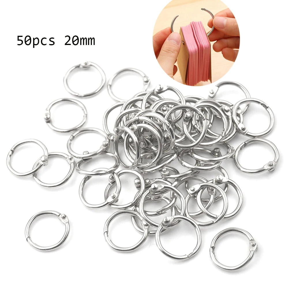 6/50Pcs Metal Ring Binder Staple Book Binder Albums Loose-leaf Book Hoops Loose Leaf Ring Keychain Office Binding Supplies