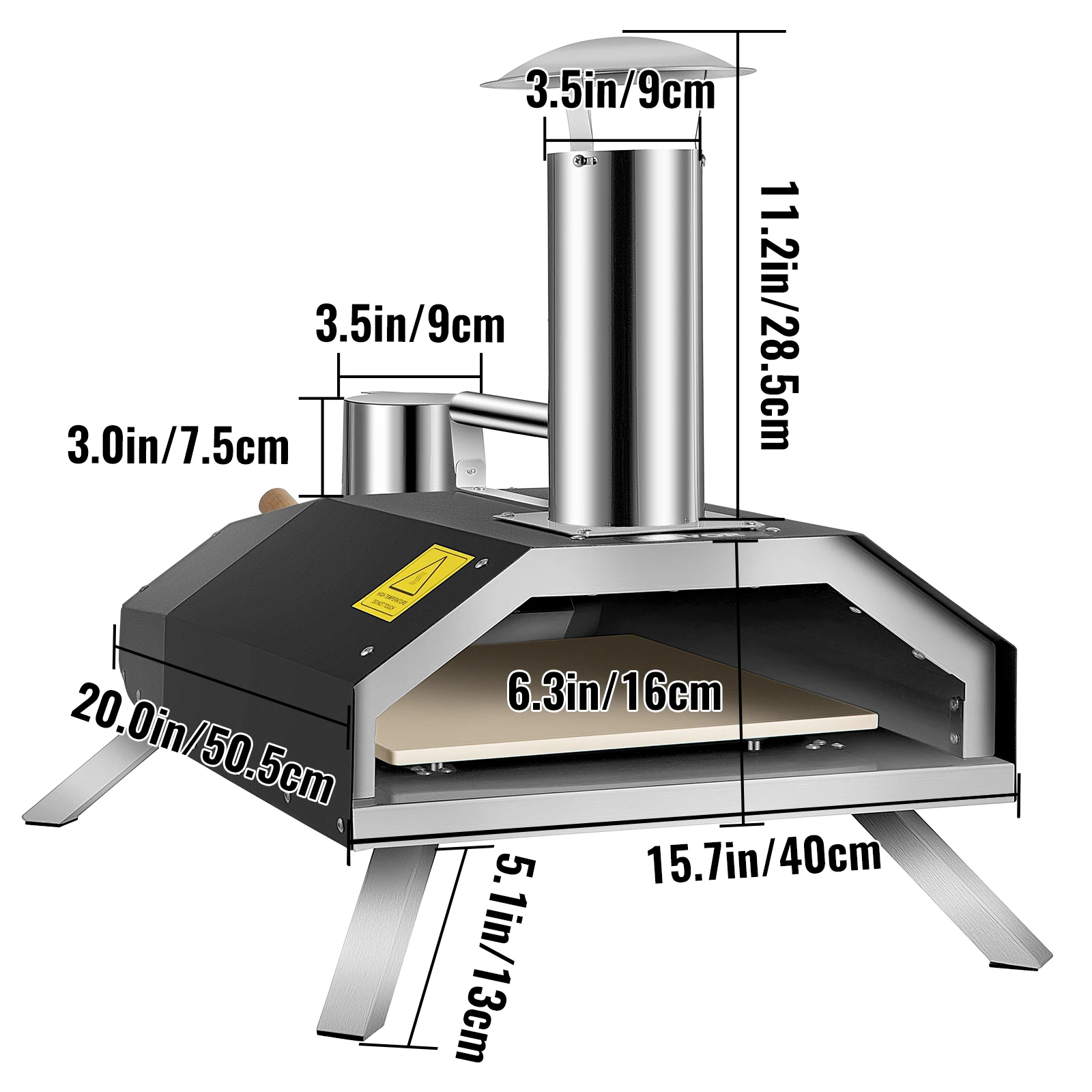 VEVOR Portable Pizza Oven Good Insulation Effect 304 Stainless Steel Foldable Feet Complete Accessories Bag for Outdoor Cooking