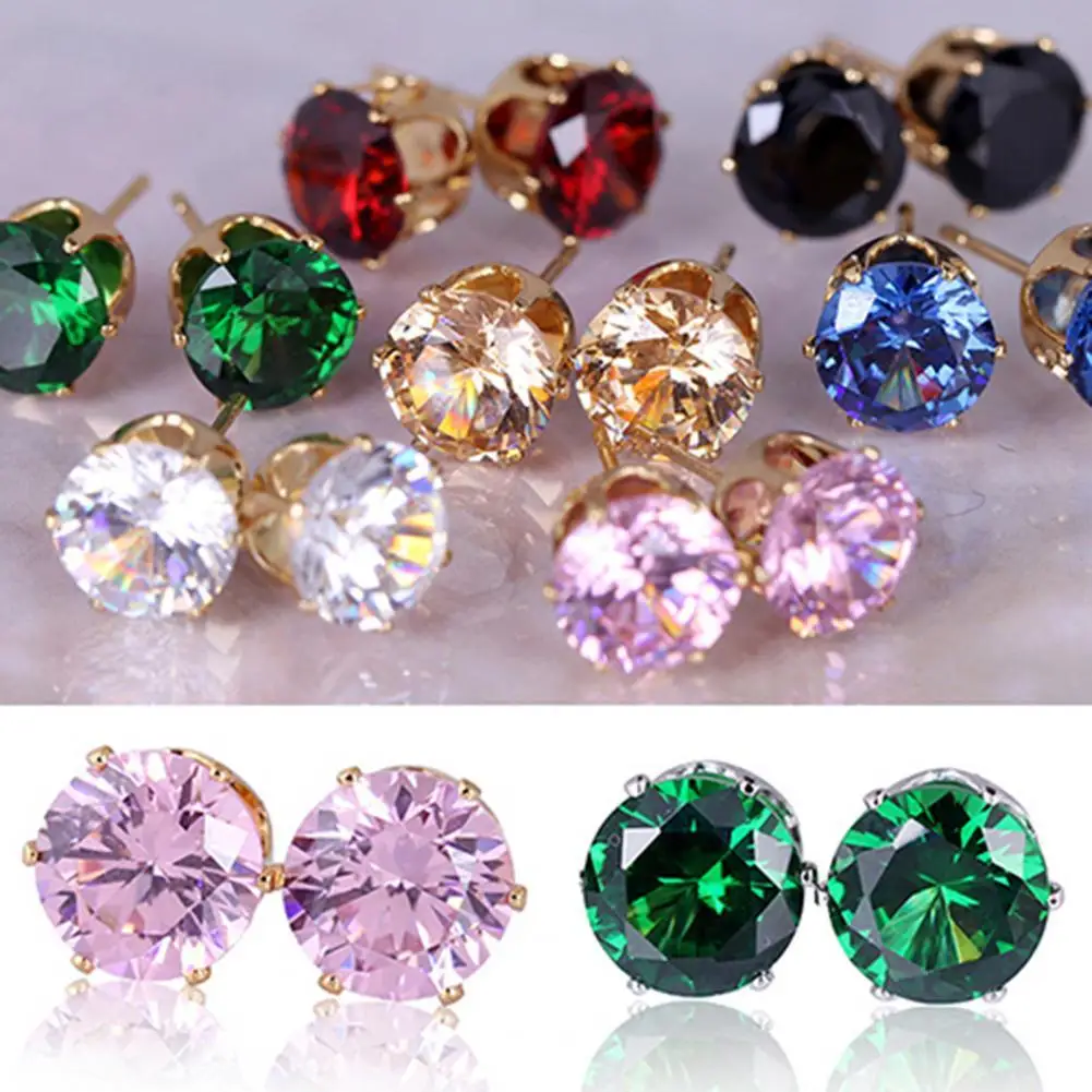 2pcs Steel Earring Studs Ear Piercing Birthstone Gem Ear Stud Earrings Gold/Silver color Studs Tragus Cartilage Body Jewelry