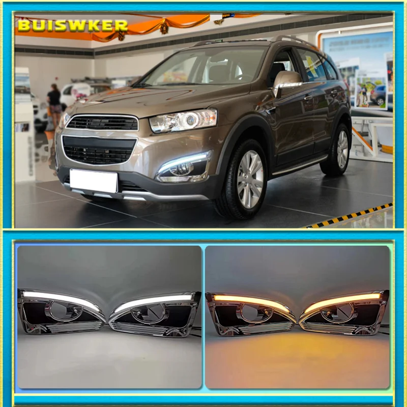 

2Pcs For Chevrolet Captiva 2014 2015 2016 turn Signal Relay Car-styling 12V LED DRL Daytime Running Lights with fog lamp hole