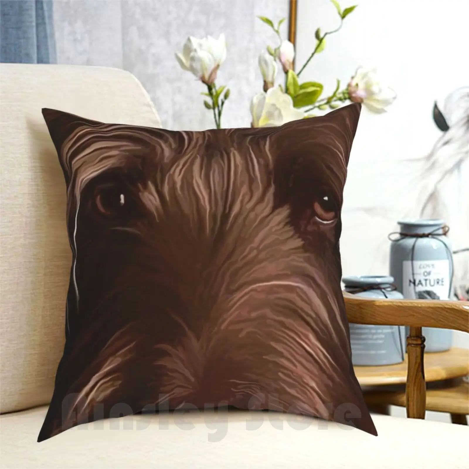 I See You Pillow Case Printed Home Soft DIY Pillow cover Dog Wirehaired Griffon Pet Animals Blown Boesarts