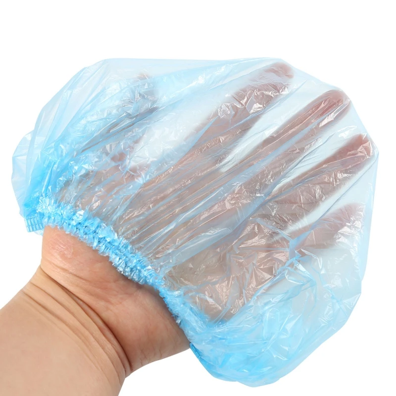 50Pcs Disposable One-off Hotel Home Shower Hat Bathroom Clear Hair Elastic Caps Hats