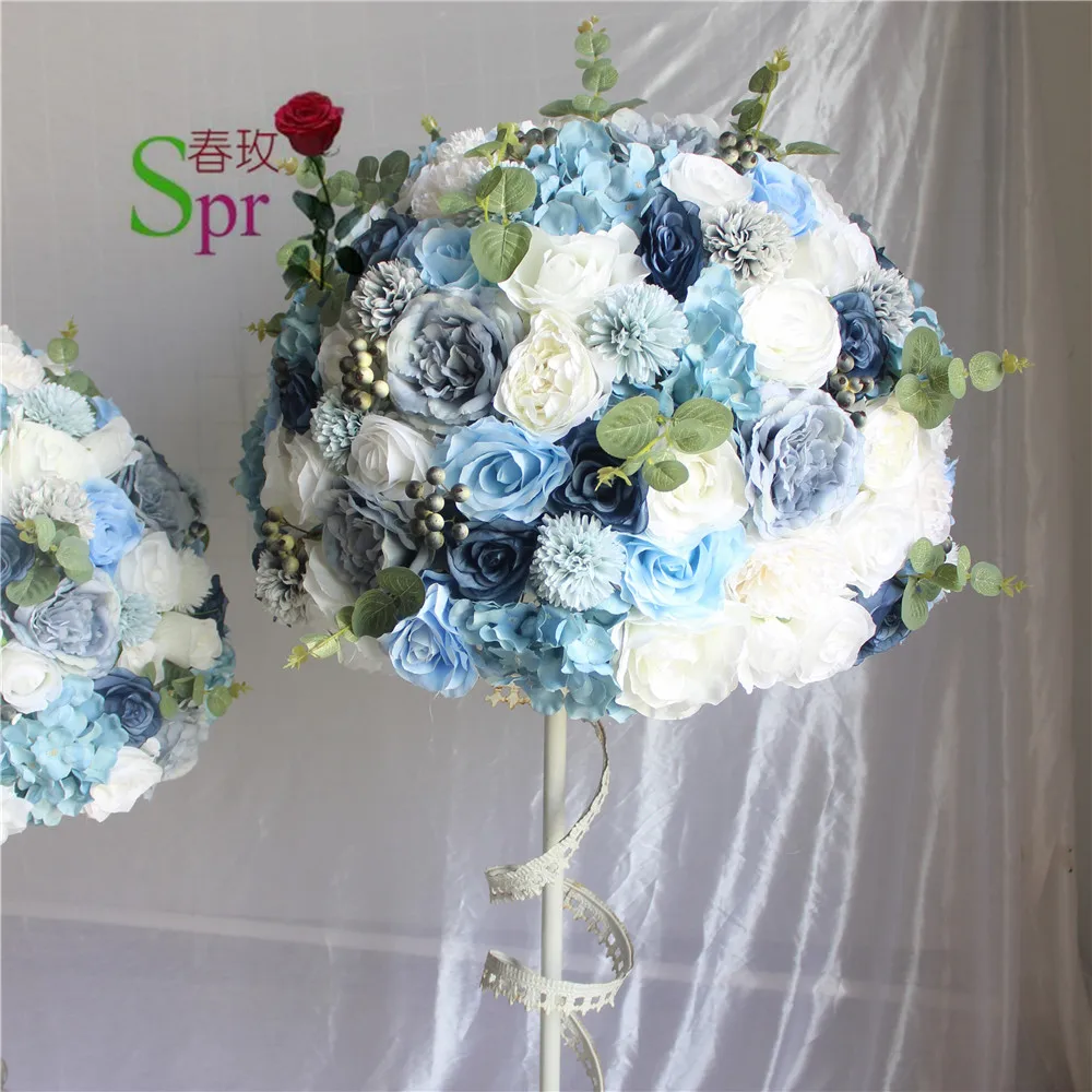 

SPR 3/4 ball mix white and blue flower ball wedding centerpieces for wedding flower ball centerpieces decoration