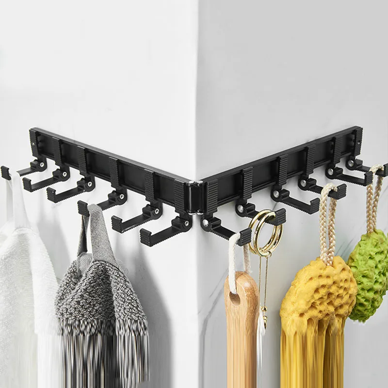 Aluminum Bathroom Towel Hook Coat Hooks Rack Clothes Hangers Corner Hook Collapsible Clothes Hook  Bathroom Accessorie