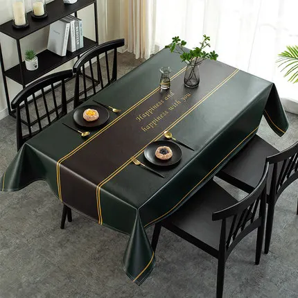 New Arrive Nordic Leather Odorless Table Mat Anti-scalding Thick Light Luxury PVC Tea Table Cloth Home Dining Table Decoration