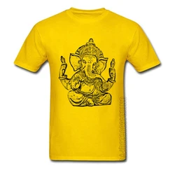 Indian Ganesha Pure Cotton Mens Short Sleeve Tops & Tees Elephant Festival Happy Street T Shirts Adult Father Tshirt Sweatshirt