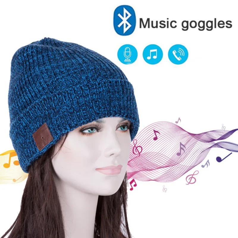 Winter Warm Music Cap Wireless Bluetooth Headphones Hats Bluetooth Earphone With MicHeadphones Fashion Mixed color Hat