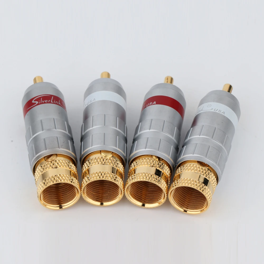 4pcs RCA Plugs Silverlink HIFI Audio Video Cable Adapter Solders Gold Plated RCA Plug RCA Connector