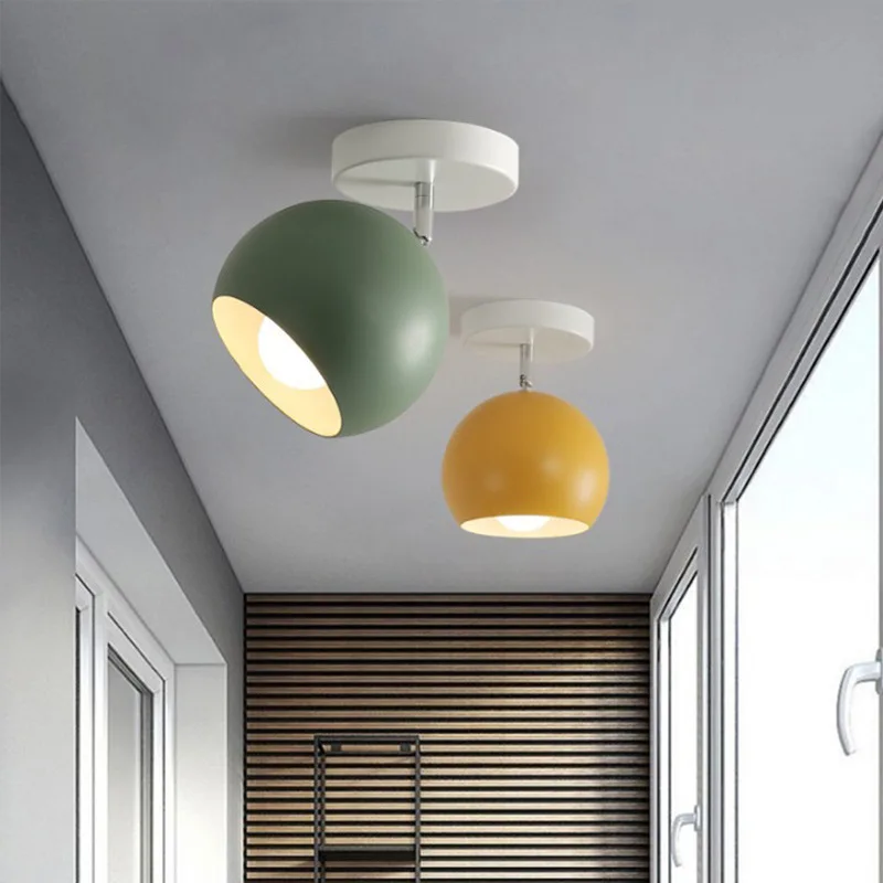 Noridc Wooden Led Ceiling Light Fixture Adjustable Angle Metal Lampshade Colorful Modern Lamp For Corridor Aisel Indoor Creative