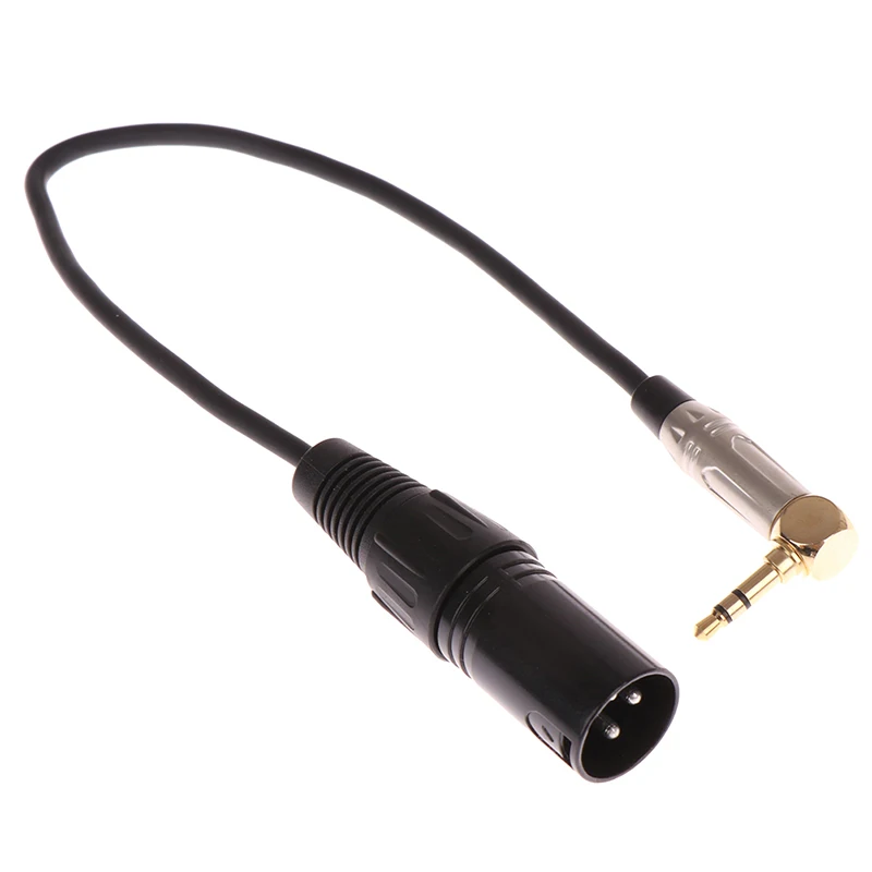 30cm XLR 3-Pin Male To 90 Degree Elbow 3.5mm Stereo Plug Audio Cord Adapter Microphone Mic Cable TRS Cable Jack 3.5 Male To Male