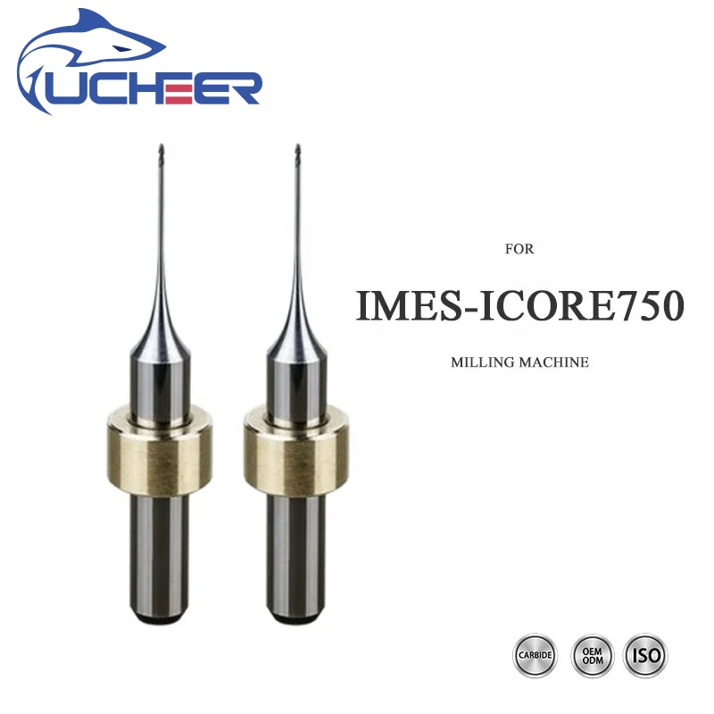 UCHEER 1PC/SET Dental Milling burs with DLC Coating Imes Icore 750 for milling Zirconia Block Available Size 0.6mm, 1.0mm, 2.5mm